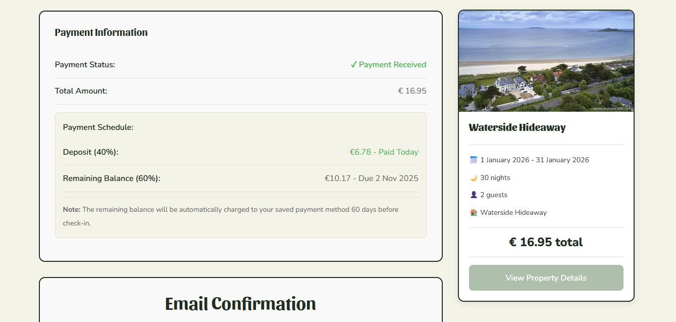 Payment confirmation page